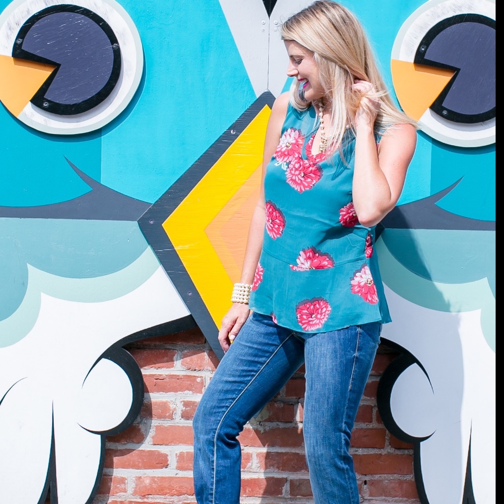CAbi Blushing Floral Sleeveless Blouse - Picture 2 of 6